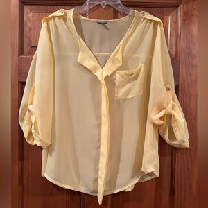 Charlotte Russe Light Yellow Sheer Blouse
